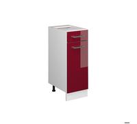 Meuble bas universel R-Line, 30cm avec tiroir, sans PT, Rouge bordeaux Haute brillance, Blanc, Vicco