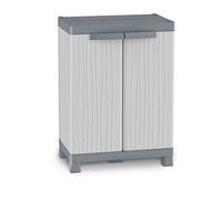'Meuble "Base Wave avec 2 tablettes réglables et coque de montage. Aspect et finitions. Haute avec pieds.