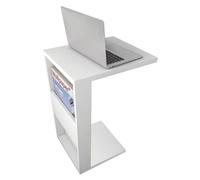 Meuble Bout de Canapé - END - Blanc - 2 Niches - L 36 x H 68 cm - Finition Laquée