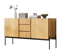Meuble Buffet bahut bas Salon salle a manger rangement-style Scandinave,2 portes et 3 tiroirs, L140 x P40 x H75 cm