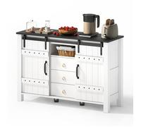 Meuble Buffet de cuisine blanc avec rangement 2 portes et 3 tiroirs salle a manger-Style Contemporain-L 120 x P 40 x H 80 cm