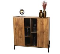 Meuble buffet ""Helio"" - Noir/Marron - L 118 x l 40 x H 110 cm