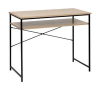 Meuble Bureau avec étagère Effet Bois Naturel et Métal Noir H 75 cm - Five