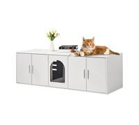 VEVOR Meuble Cache Bac à Litière pour Chats Armoire en Bois Chat 1,47 m Blanc