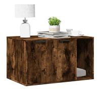 vidaXL Meuble cache-bac à litière pour chat – chêne fumé 80×50×45 cm, bois d'ingénierie, 2 portes