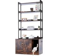 VEVOR Meuble Cache Bac à Litière pour Chat en Bois avec 4 Étagères de Rangement