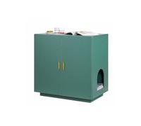 Meuble cache-litière pour chat 80 x 50 x 79 cm panneau de particules double porte trous d'aération vert foncé