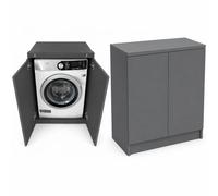 Meuble Cache Machine à Laver 2 Portes - Lave-Linge Frontal Anthracite