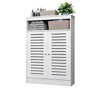 Meuble Cache Radiateur Blanc avec Double Porte Cache-radiateur Moderne Panneau de 1,2cm D'épaisseur Imperméable/Ignifuge Etagere Radiateur pour Radiateurs et Tuyaux(70x20x90cm)