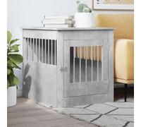 Meuble Cage Chien Gris béton 64,5x80x71 cm, Cage pour Chien avec Porte verrouillable et Table d'appoint, Construction en Fil d'acier et Bois d'ingénierie, Design 2 en 1