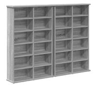 Meuble CD 2 Pièces Gris Sonoma 60 x 17 x 92 cm Bois d'Ingénierie | Étagères réglables, fixation murale incluse, design moderne, rangement CD DVD livres, entretien facile