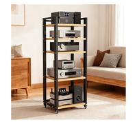 Meuble Chaine HiFi À 5 Etagères Audio/Vidéo Armoire D'équipement Multifonctionnel Tour De Support Audio Armoire AV Centre De Divertissement Rack pour Bureau/Salon(B-Black3)