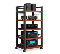 Meuble Chaine HiFi À 5 Etagères Audio/Vidéo Armoire D'équipement Multifonctionnel Tour De Support Audio Armoire AV Centre De Divertissement Rack pour Bureau/Salon(A-Black2)