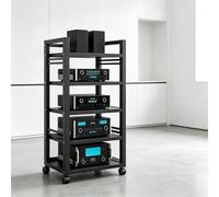 Meuble Chaine HiFi Armoire AV Moderne pour Composants Audio | Design élégant permettant de placer lecteurs, récepteurs et accessoires multimédia(5 Tier)