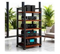 Meuble Chaine HiFi Armoire De Composants Audio/vidéo À 5 Niveaux, Support De Lecteur Multimédia AV avec Étagères Réglables, Multifonction Meuble HiFi， for Salon, Bureau, Tour, Support(A-Black2)