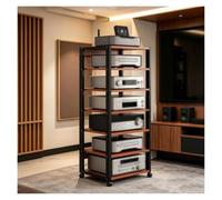 Meuble Chaine Hifi Armoire, Support Multimédia avec Roulettes | Meuble Imprimante pour Amplificateur De Haut-parleur, Console De Jeu, Récepteur, Lecteur DVD, CD(Red,7 layers)
