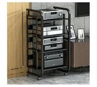 Meuble Chaine HiFi Étagère D'armoire De Support Audio for Support HiFi, Tour Robuste sur Roues - Supports De Composants Stéréo De Divertissement for Support Multimédia, Amplificateurs, DVD(4 Tier)