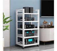 meuble chaine hifi Étagères de rangement multimédia mobiles à 5 niveaux, support de stockage audio vidéo multicouche robuste et ouvert, armoire d'angle for ampli AV et enregistreurs de bande for salle