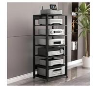 Meuble Chaine HiFi Meuble Chaine HiFi Support De Tourne-Disque Moderne De 131Cm De Haut, Étagère Multimédia Audio AV Mobile À 7 Niveaux, Armoire De Rangement Verticale(Noir)
