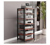 Meuble Chaine HiFi Meuble Chaine HiFi Support De Tourne-Disque Moderne De 131Cm De Haut, Étagère Multimédia Audio AV Mobile À 7 Niveaux, Armoire De Rangement Verticale(Red)