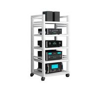 Meuble Chaine HiFi Meuble De Support Multimédia AV À 5 Niveaux, Support Audio sur Pied, Grand Support Multimédia AV for Salon, Supports Et Supports Stéréo en Métal Robuste(White)