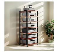 Meuble Chaine HiFi Meuble Hi-FI Multifonction À 7 Étages, Support Audio Vidéo Mobile, Étagère pour Console De Tourne-Disque, Armoire De Rangement pour DVD, Consoles Et Câbles(Red)