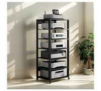 Meuble Chaine HiFi Meuble Hi-FI Multifonction À 7 Étages, Support Audio Vidéo Mobile, Étagère pour Console De Tourne-Disque, Armoire De Rangement pour DVD, Consoles Et Câbles(Noir)