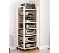 Meuble Chaine HiFi Meuble Hi-FI sur roulettes, Étagère De Rangement Robuste for DVD À 4, 5, 6 Ou 7 Niveaux, for La Maison, Moderne, Noir Et Blanc(White,7-Tier)