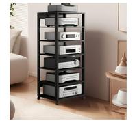 Meuble Chaine HiFi Meuble HiFi À 7 Etagères, Meubles pour Audio/Vidéo, Support en Acier(Noir)