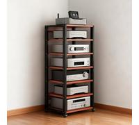 Meuble Chaine HiFi Meuble Multimédia à 7 Niveaux, Support Multimédia AV Mobile, Étagère for Console de Tourne-Disque, Armoire de Console pour Boîtiers DVD Câbles Consoles de Jeux(Red)