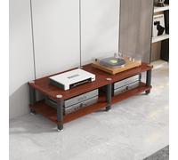 Meuble Chaine Hifi Meuble TV En Bois Marron Avec Cadre En Métal, 1 2 3 4 Niveaux, 120cm De Long, Meuble De Divertissement, Meuble Hi-fi, Étagère Pour Jeux Vidéo Et Home Cinéma.(2 tier - 30cm/11.8in)