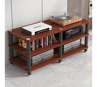 Meuble Chaine Hifi Meuble TV En Bois Marron Avec Cadre En Métal, 1 2 3 4 Niveaux, 120cm De Long, Meuble De Divertissement, Meuble Hi-fi, Étagère Pour Jeux Vidéo Et Home Cinéma.(3 tier - 50cm/19.7in)