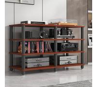 Meuble Chaine Hifi Meuble TV En Bois Marron Avec Cadre En Métal, 1 2 3 4 Niveaux, 120cm De Long, Meuble De Divertissement, Meuble Hi-fi, Étagère Pour Jeux Vidéo Et Home Cinéma.(4 tier - 70cm/27.5in)