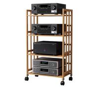 meuble chaine hifi meubles pour audio/vidéo Meuble Audio Mobile En Bambou Support De Composants Stéréo Sur Roulettes, Étagère À Disques, Amplificateurs Et Médias, Avec Étagère Ajustable ( Color : 4 ti