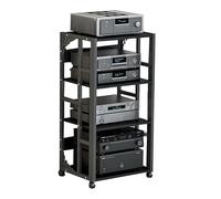 Meuble Chaine HiFi Rangement Audio Et Vidéo for Bureau À Domicile, Support Audio Et Vidéo À 5 Niveaux, Rangement Multimédia AV for Lecteur DVD, Étagère Multimédia for Amplificateur De Salon(4Tiers-D)