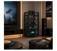 Meuble Chaine HiFi Support Composants Audio AV pour Home Cinéma | Support Multimédia avec Hauteur Réglable for La Maison, Le Bureau Ou Le Home Cinéma(5 Tier)