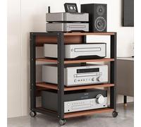 Meuble Chaine Hifi Support De Tourne-disque Moderne De 69,5 Cm De Haut, Étagère Multimédia Audio AV Mobile À 4/3 Niveaux, Armoire De Rangement Verticale Pour Bureau, Maison, Salle De Classe(Brown,4 ti