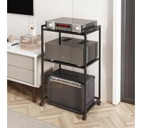 Meuble Chaine Meuble MultiméDia Audio StéRéO Étagère vidéo 3/4 Niveaux sur Pied, Tour multimédia AV, Meuble stéréo avec Roue Universelle, étagères de Rack stéréo, Console multimédia, Salon,
