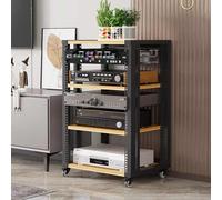 Meuble Chaine Meuble MultiméDia Audio StéRéO Support multimédia AV Component Rack, Support pour Lecteur CD, Meuble stéréo à 4 Niveaux avec étagère en Bois réglable en Hauteur, Tour de Rack a