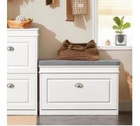 Meuble Chaussure Banc d’Entrée SoBuy avec Rangement à Abattant et Coussin, 75x24x51 cm, Capacité 150kg, Blanc