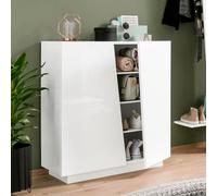 Meuble chaussure design moderne 2 portes 16 paires blanc brillant Vega Carry