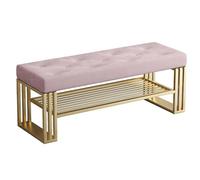 Meuble Chaussure Entree Coussin en Matière Pelucheuse Structure en Fer Banc À Chaussures Rembourré Banc De Rangement for Entrée, Salon, Cadre en Acier(Pinks,80 * 30 * 40)
