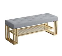 Meuble Chaussure Entree Coussin en Matière Pelucheuse Structure en Fer Banc À Chaussures Rembourré Banc De Rangement for Entrée, Salon, Cadre en Acier(Gray,40 * 25 * 40)