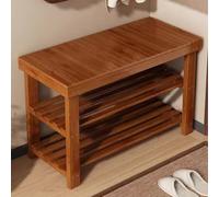 Meuble Chaussure Entrée en Bambouuuu, Banc Chaussures avec Assise et Étagère de Rangement à 3 Niveaux, Range Chaussure Robuste, Charge Max 150 kg, pour Couloir, Salon, Salle de Bain(Brown,80cm)
