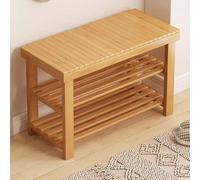 Meuble Chaussure Entrée en Bambouuuu, Banc Chaussures avec Assise et Étagère de Rangement à 3 Niveaux, Range Chaussure Robuste, Charge Max 150 kg, pour Couloir, Salon, Salle de Bain(Natural,50cm)