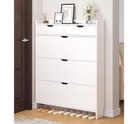 Meuble Chaussure Entree, Meuble Chaussure Blanc, Armoire à Chaussures Ultra Fine avec Portes, Étagère à Chaussures pour Maison, Appartement, Chambre à Coucher