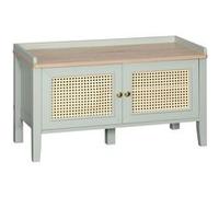 HOMCOM Banc à chaussures meuble de rangement avec étagère sur pieds 2 placards avec façades cannage poignée en alliage d'aluminium vert