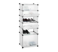 Meuble Chaussures étagère 6 casiers système Plug-in Porte Armoire Rangement HxlxP: 52 x 37 x 9 cm, Transparent