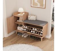 Meuble Chaussures, Meuble de Rangement à Chaussures Armoire, Commode à Chaussures, Meuble d'entrée Rangement pour Chaussures, 100 x 30 x 69 cm, avec Abattant et Tiroir, pour Entrée (Bûches naturelles)