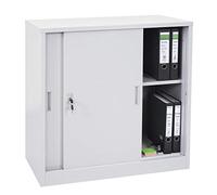 Meuble-classeur Boston HWC-F41, Placard en métal avec Portes coulissantes, 90x90x45cm - Gris